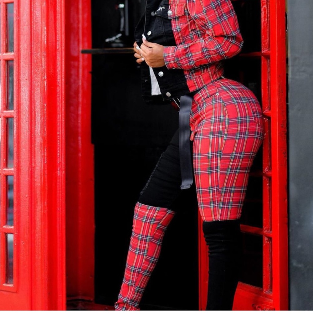 Women split plaid Denim from Filthywealthclothing